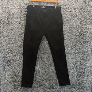 Hollister Jeans Men W32 L32 Black Destroyed Skinny Leg Taper Advanced Stretch